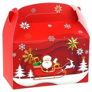 Бокс новогодний Казахстан 16*9*9 см Санта на санях Красный  12 шт/уп
