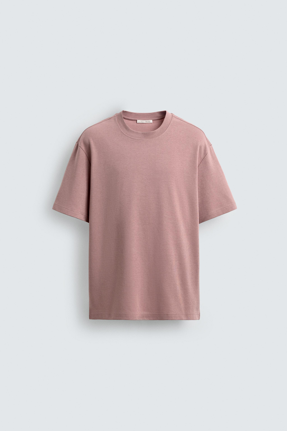 ZARA ФУТБОЛКА RELAXED FIT INTERLOCK, ПУДРОВО-РОЗОВЫЙ