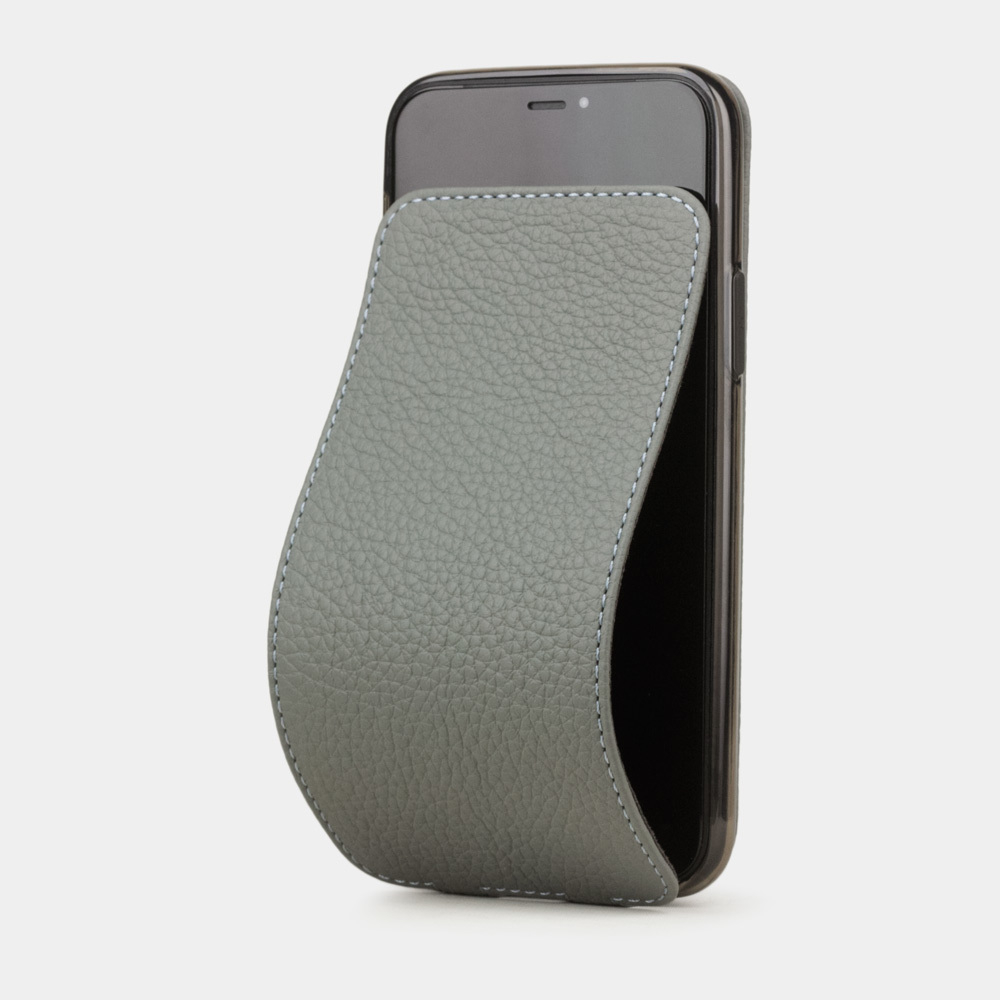 Чехол для iPhone 11 Pro из натуральной кожи теленка, стального цвета