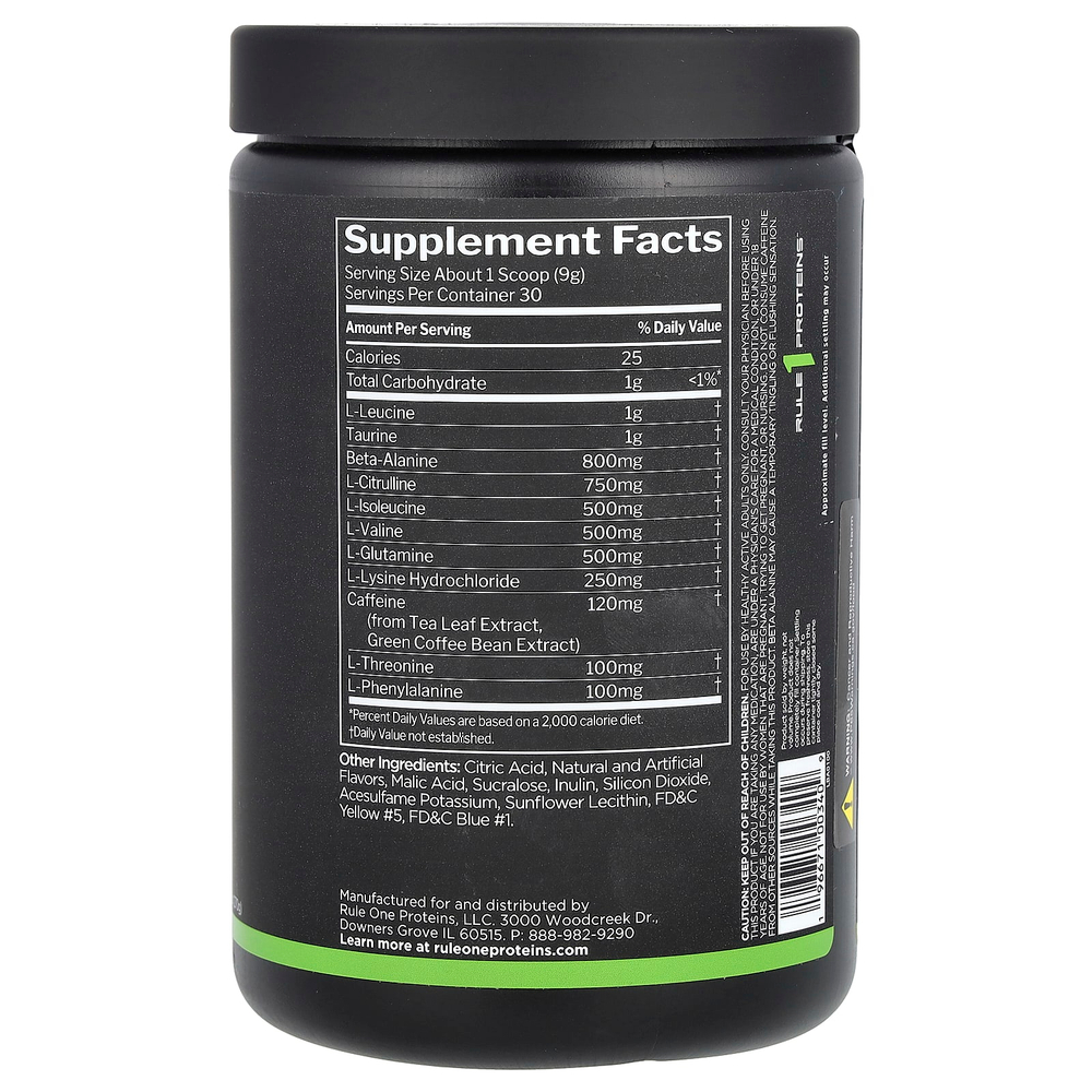 Rule One Proteins, Energized Amino, аминокислоты, кислые конфеты, 270 г (9,52 унции)