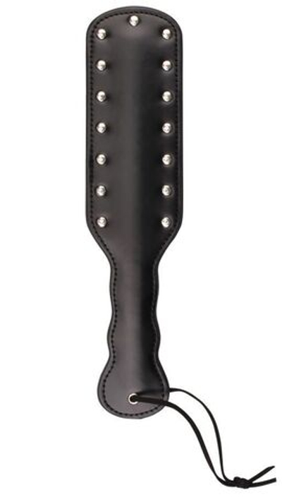 Черная шлепалка с клепками Yes,Master - 32 см. (Цвет: черный)