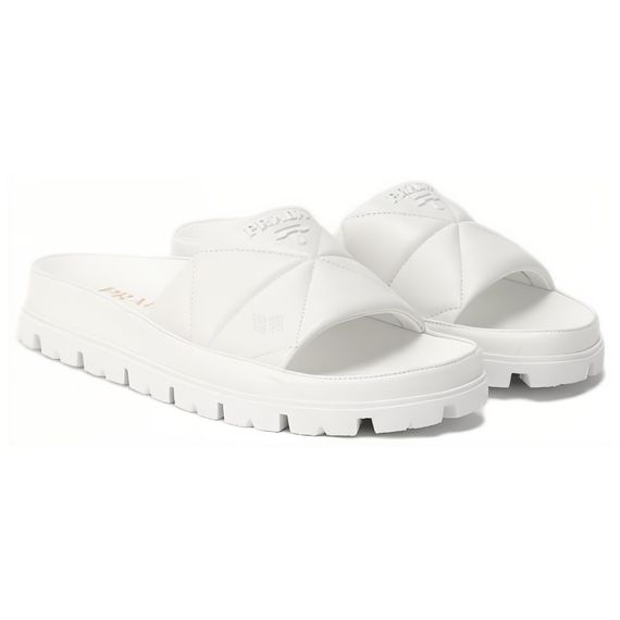 Prada Flat Slip-On Sandal 'White'