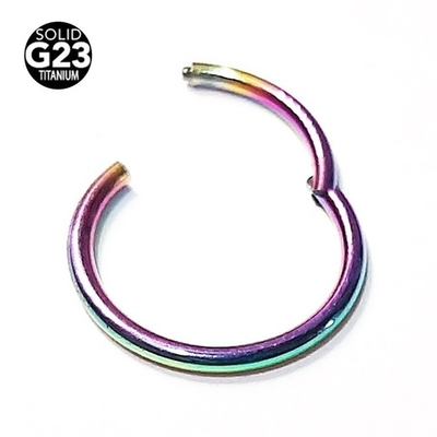 Пирсинг носа, губы, брови, сосков, ушей. Кольцо с замком 14х1,2мм. Радужное ( бензинка).Титан G23. 1шт.