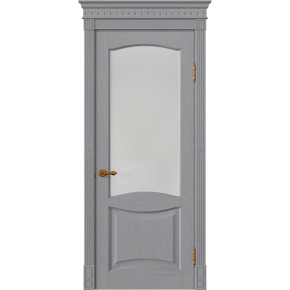 Межкомнатная дверь массив дуба Viporte Классика 2 серый жемчуг остеклённая