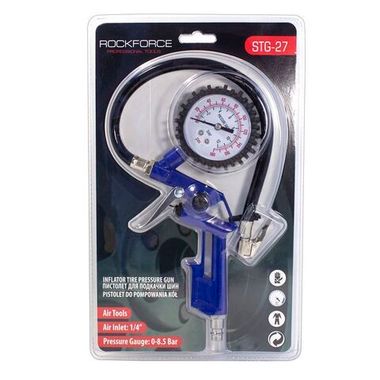 Пистолет для подкачки шин с аналоговым манометром и шлангом (0-12 Bar), в блистере RockForce##Rock FORCE RF-STG-27