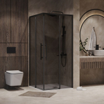 Душевое ограждение Niagara Nova NG-2829-34BLACK (90х90х195) квадрат,черный матовый,двери раздвижные,стекло тонированное,1 место