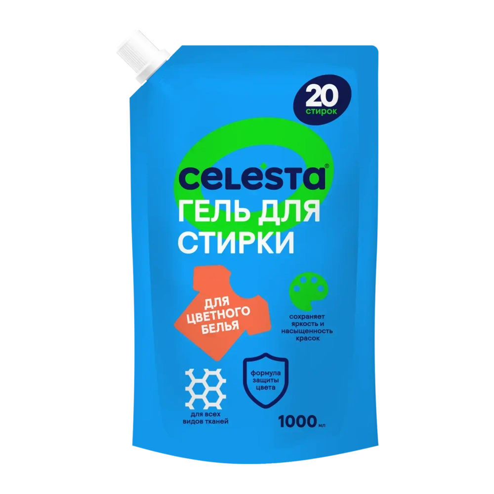 Гель для стирки CELESTA цветного белья в дойпаке, 1л