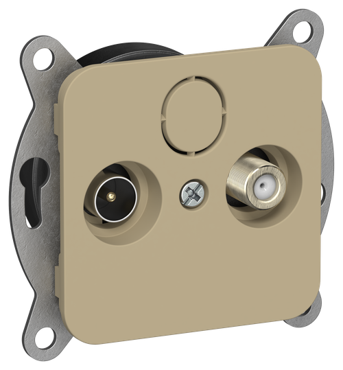 FLITE Розетка 2-местная TV+SAT экранированная проходная РТВс-2-1-2-ФлХ хаки IEK