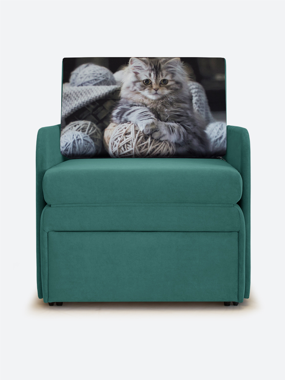 Кресло-кровать "Миник" с подлокотниками, купон Котенок в клубках