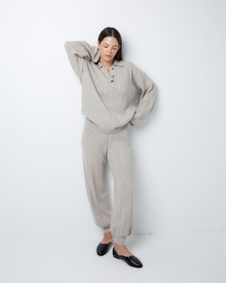 Брюки из смесового кашемира серо-бежевый