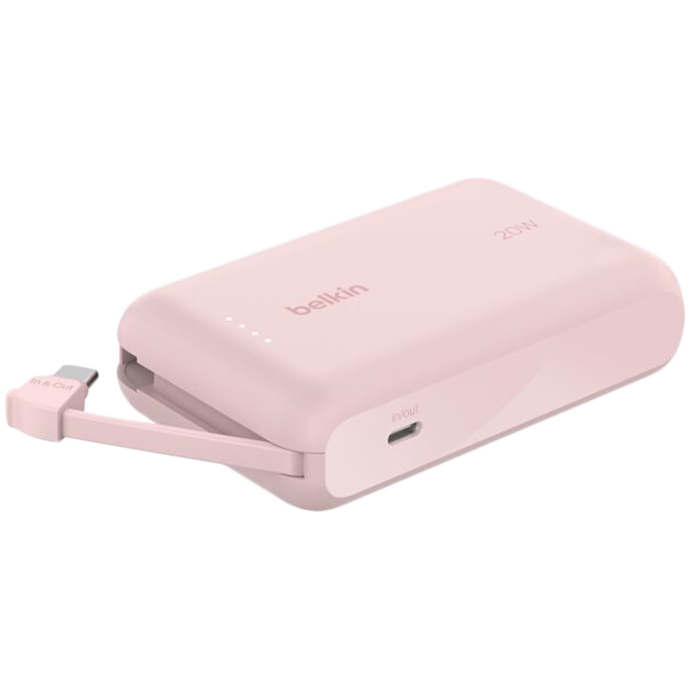 BELKIN 10k PD20w Integrated USB-C Cable Power Bank, Pink