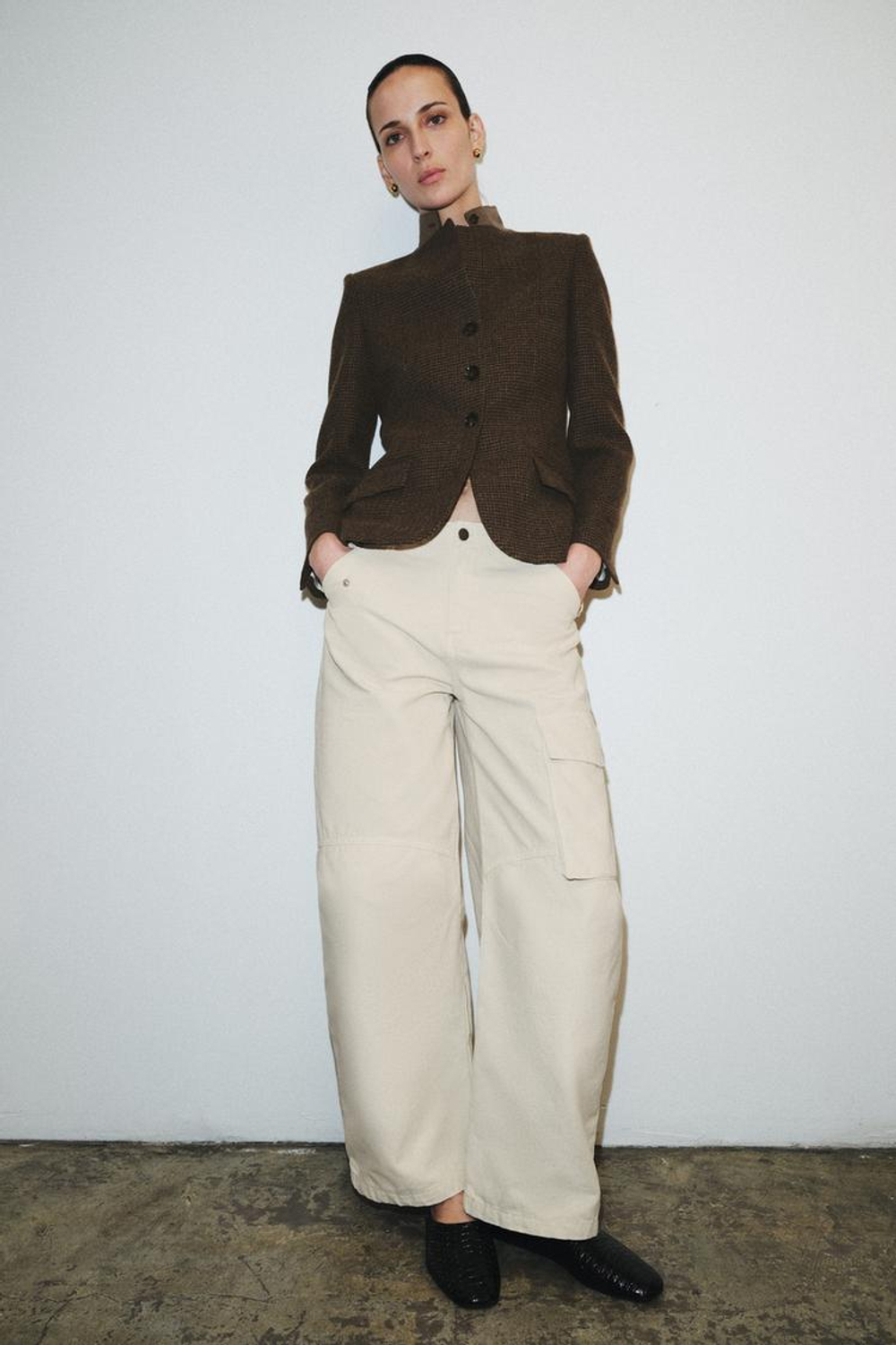 ZARA ПРИТАЛЕННЫЙ БЛЕЙЗЕР ИЗ ШЕРСТИ — ZW COLLECTION, РАЗНОЦВЕТНЫЙ