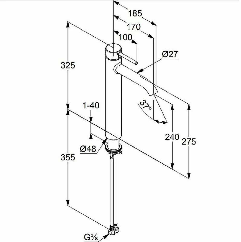 Смеситель для раковины Kludi Bozz 382860576 хром