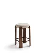 Granite Барный табурет из бежевого шенилла и массива ясеня в отделке орех 75 см