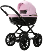 Детская коляска Adamex Chantal Retro Deluxe 2 в 1 C132B (РОЗОВ.ЗЕФИР 100% КОЖА-ЗОЛОТО.МОЛНИИ)