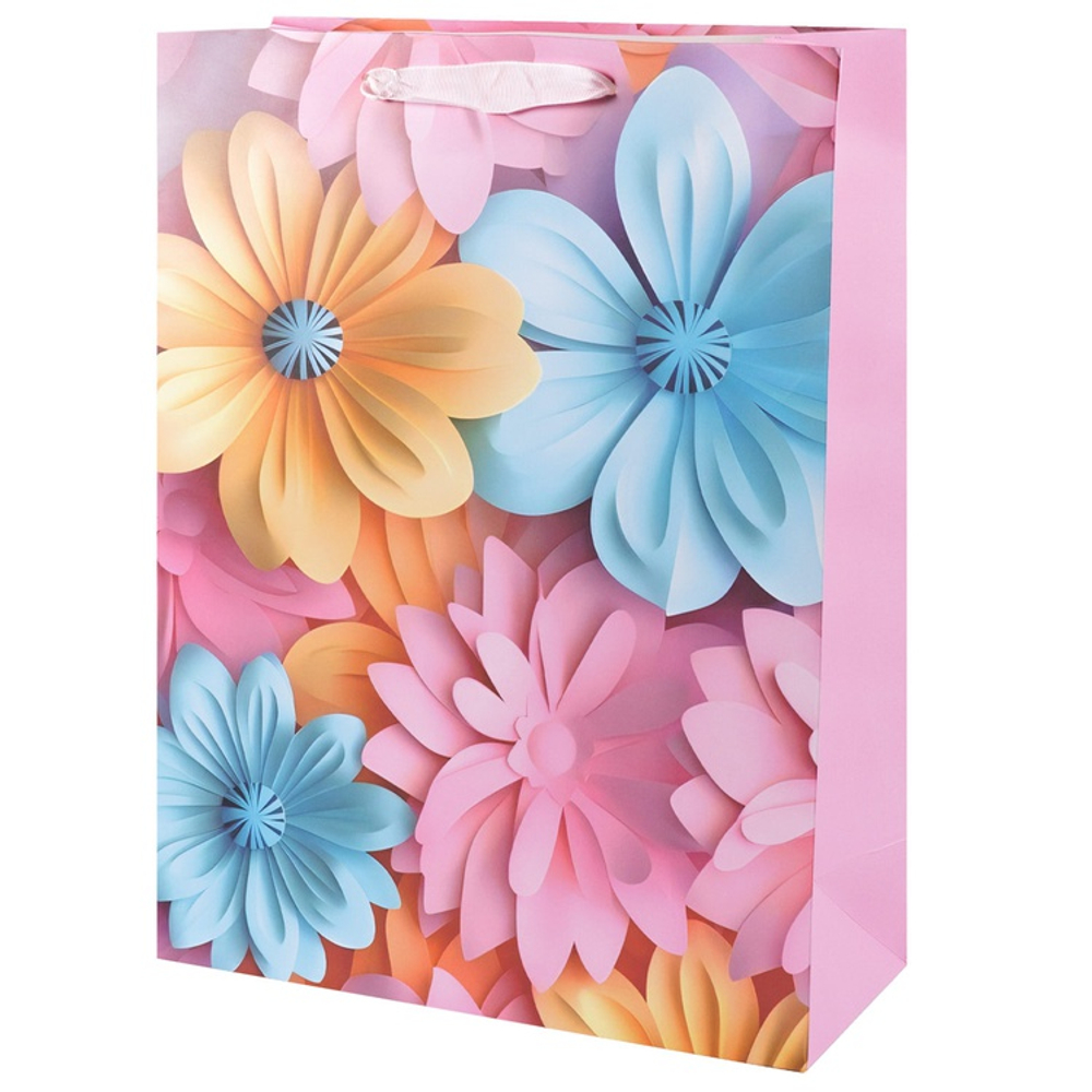 Подарочный пакет «Акварельные цветы» в четрых дизайнах, 30х40х12 см.
