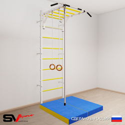 Шведская стенка Sv Sport усиленная 6334 (Турник рукоход/Канат/Кольца/Мат 1м)