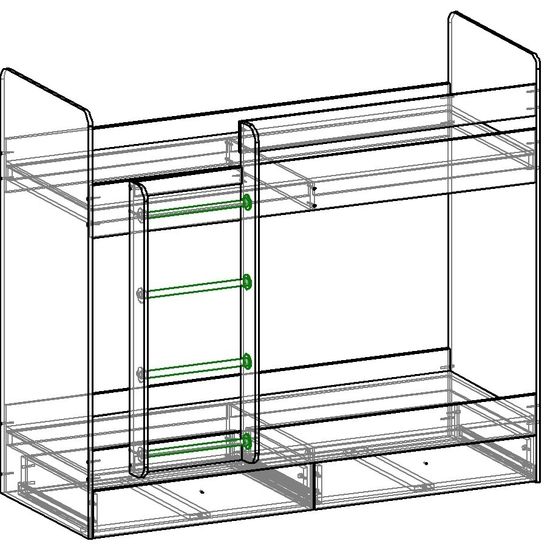 Кровать двухъярусная ТЕНРИ с ящиками левая