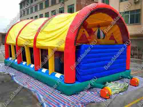 Коммерческий надувной батут "Веселый дом и звери в нём" с крышей 10*7*6 м
