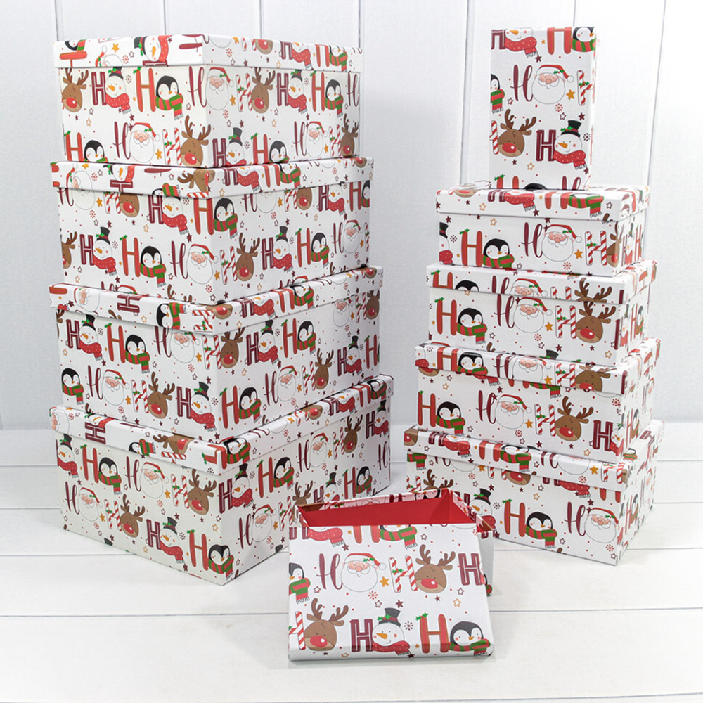 Коробка 34 х 26 х 15.3 см Набор 10 шт "Новый год" (Белый)