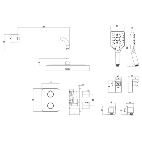 Душевая система Lemark Yeti LM7849С с термостатом Хром