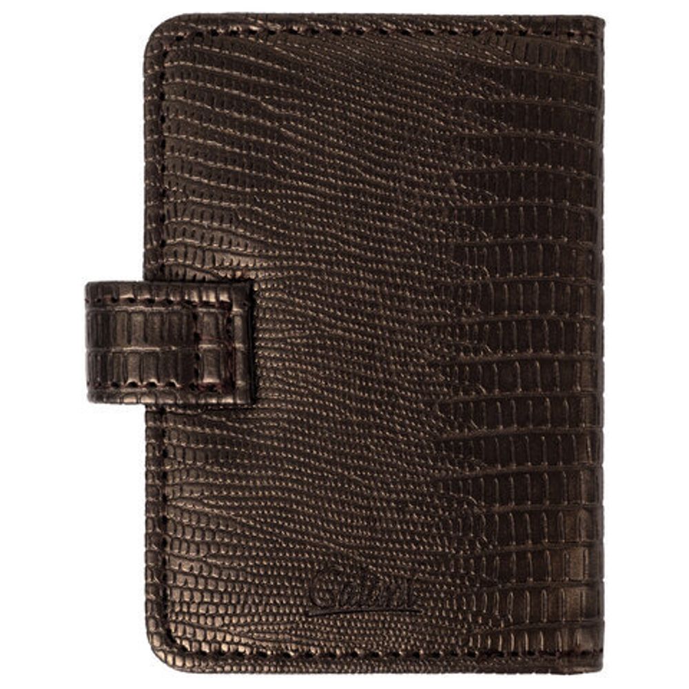 Визитница/кредитница однорядная GALANT "Contract", на 24 карты, под кожу крокодила, застежка, коричневая, 235397