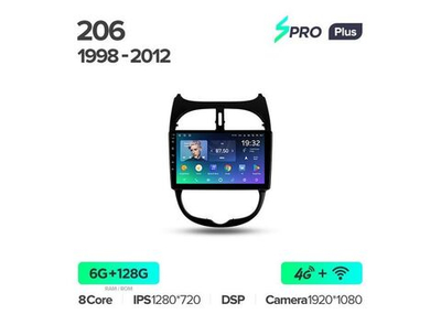 Магнитола Teyes SPRO Plus 6-128 Peugeot 206 1998 — 2012 9.0"