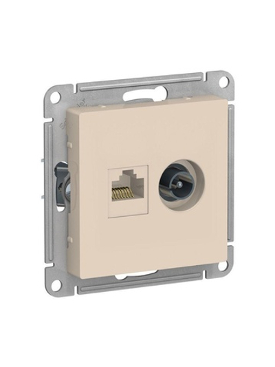 Розетка компьютерная + телевизионная 2-м AtlasDesign RJ45 кат.5E + TV механизм беж. SE ATN000289