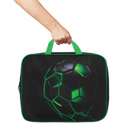 Папка на молнии с ручками BRAUBERG KIDS А4, 1 отделение, полиэстер, 80мм, Green ball, 272123