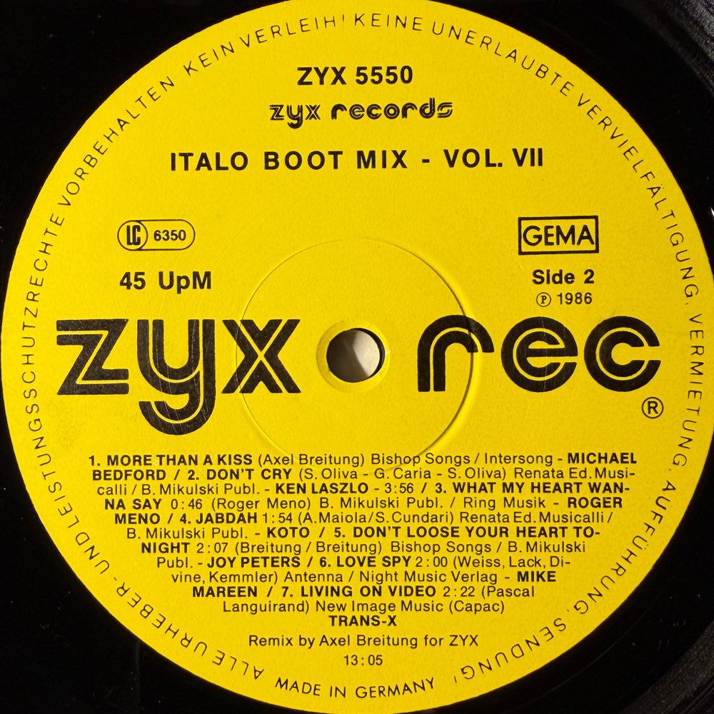 Сборник Italo Boot Mix Vol. 7 (Германия 1986г.) 12", 45 RPM