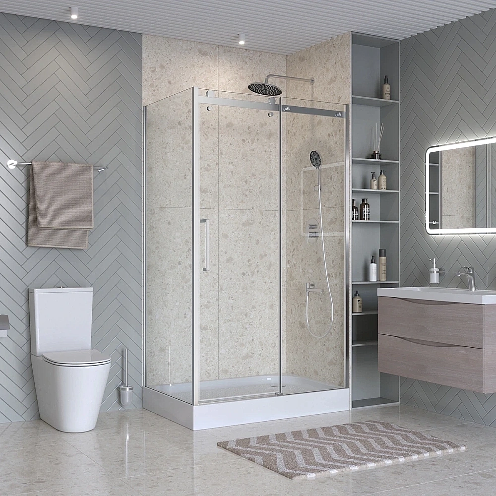 Душевой уголок BelBagno Marino 2-AH-1 130x90 стекло прозрачное/профиль хром