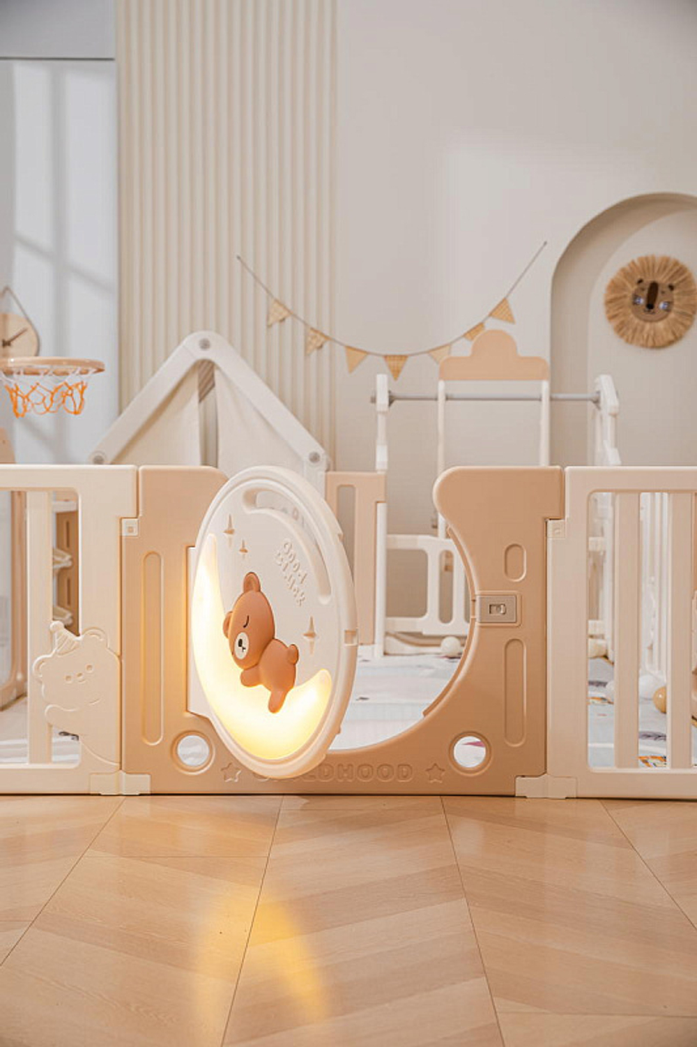 Манеж UNIX Kids DeLuxe House&Storage Camel, 150 x 180 см с игровыми аксессуарами