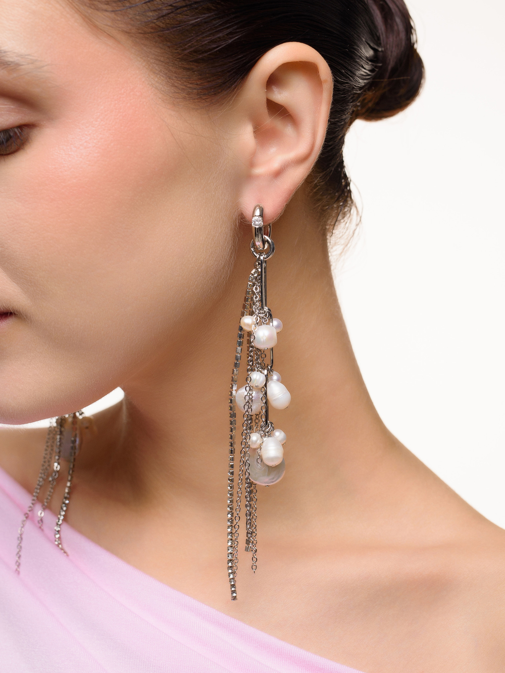 Серьги "Pearl cluster shine" Silver