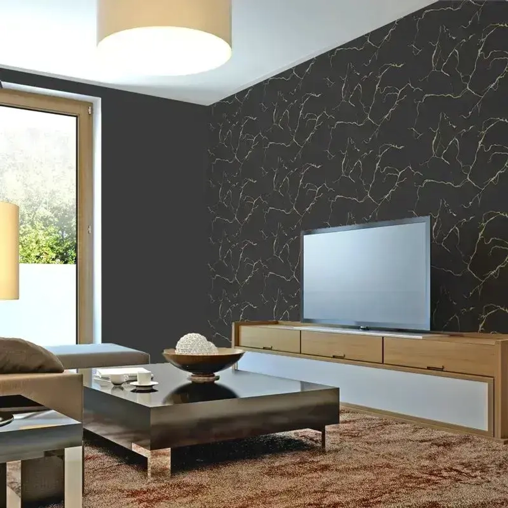 Обои флизелиновые Тароко черный 1.06 м Однотонный, практичный