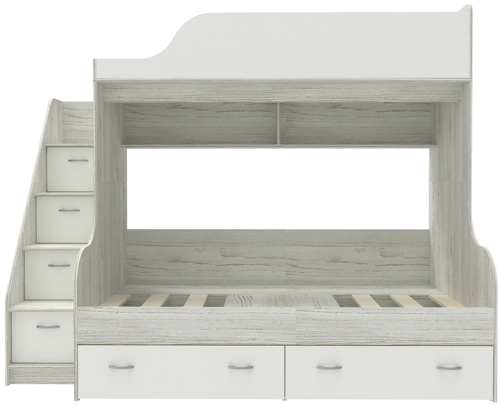 Двухъярусная кровать КарИВи Дуэт-15 с лестницей Комод КарИВиом Винтерберг Белый