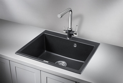Granula 6001, ШВАРЦ (чёрный металлик), кухонная мойка, кварц