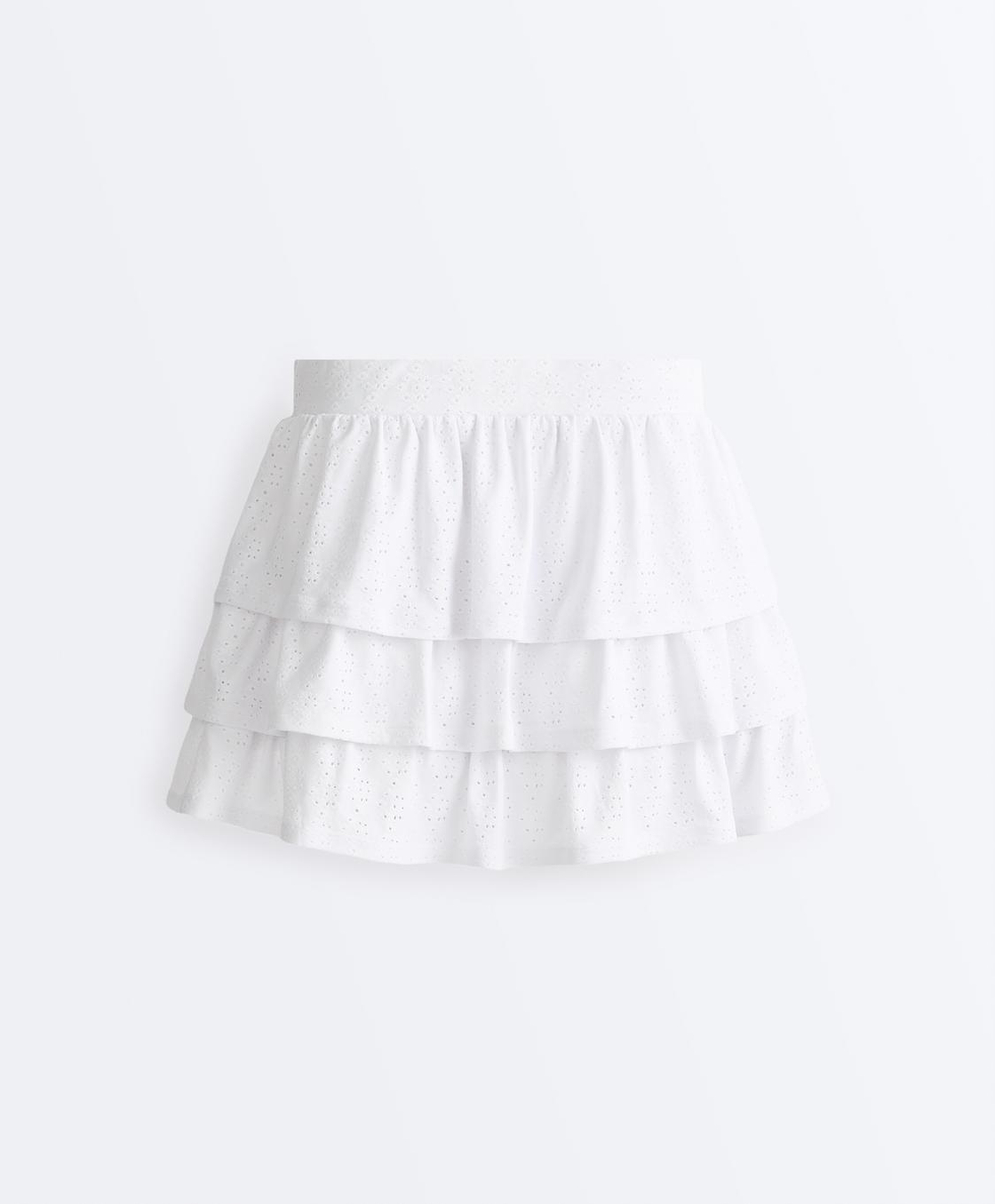 Oysho Короткая юбка Comfortlux с вышивкой, белый