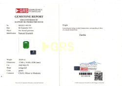 Изумруд, Октагон, 1 шт / 18,49 карат, Замбия