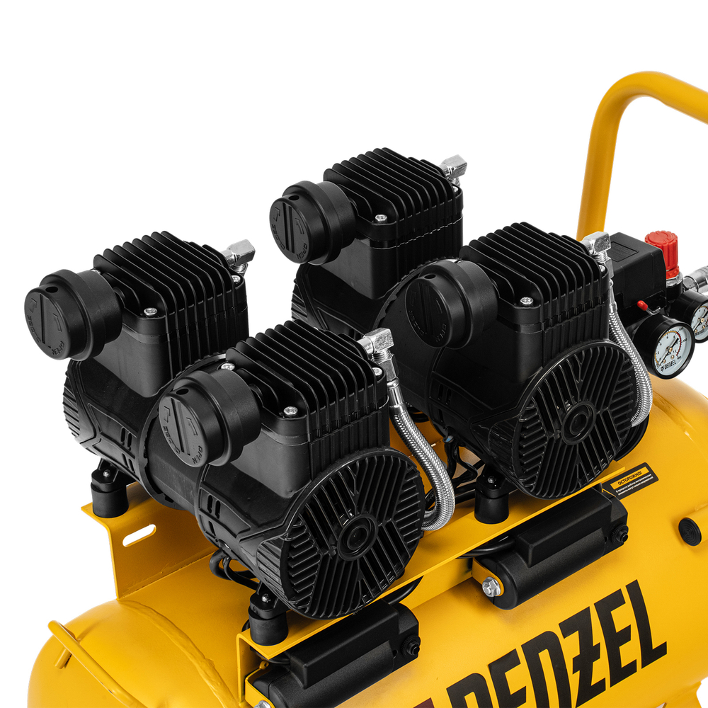 Компрессор безмасл. малошумный DLP -3000/50, 3 кВт, 2х1,5 кВт,50 л, 2850 об/мин,500 л/мин Denzel