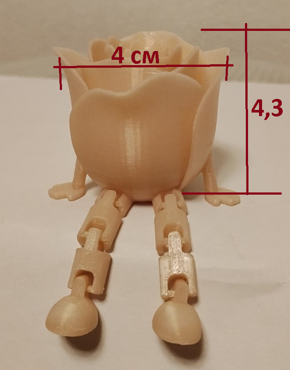 Валентинка роза светящаяся в темноте-красная 3D фигурка с подвижными ножками подарок на 14 февраля и 8 Марта