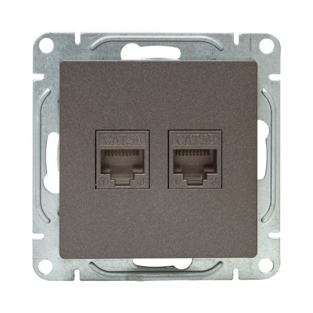 Механизм розетки RJ45 - 2шт, (cat5), мокко Эпика EKF