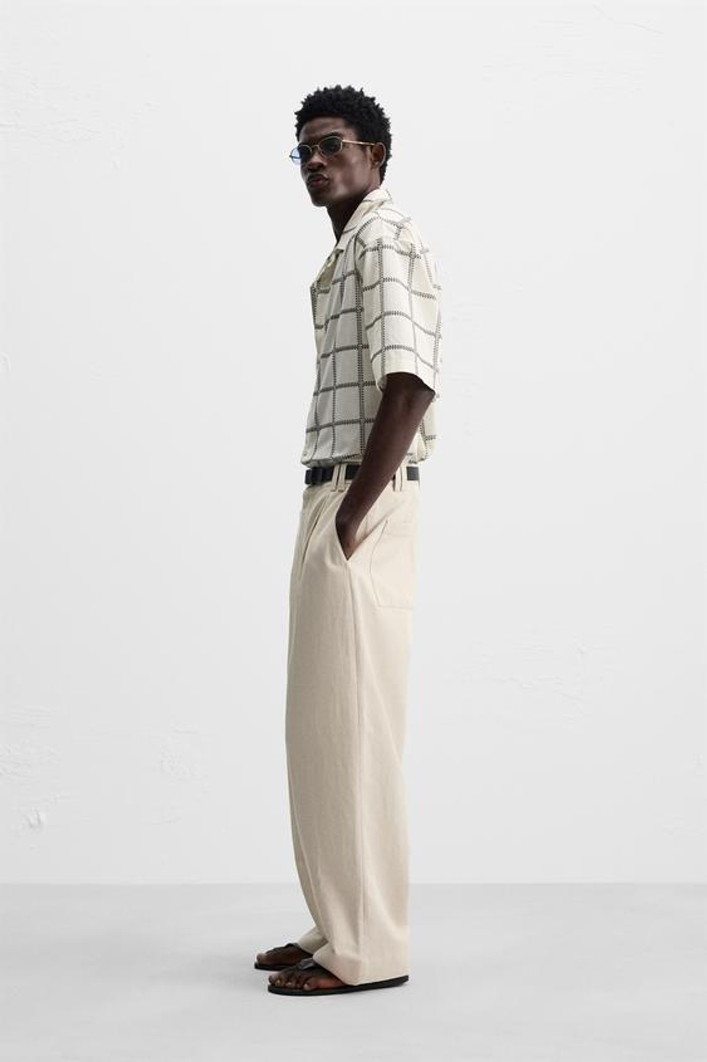 ZARA РУБАШКА В КЛЕТКУ С ВЫШИВКОЙ, КОРИЧНЕВЫЙ