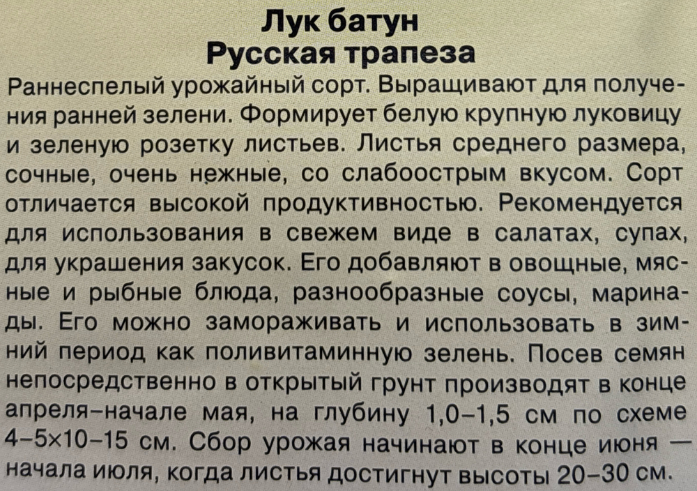 Лук  батун Русская трапеза 0,5 г серии Русский вкус! СМЗ-09