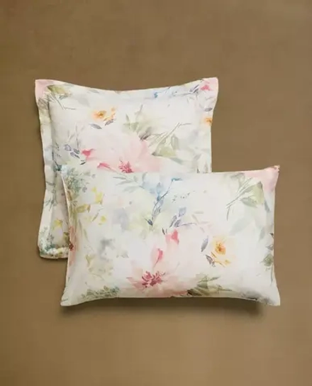 ZARA HOME НАВОЛОЧКА ИЗ САТИНА С ЦВЕТОЧНЫМ ПРИНТОМ, ЭКРЮ