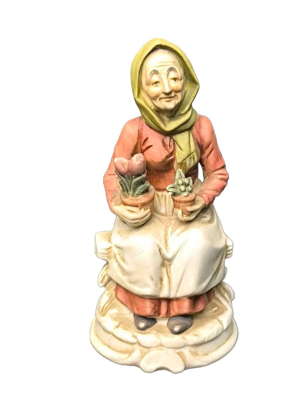 Фарфоровая статуэтка "Сидящая женщина с цветами" Италия