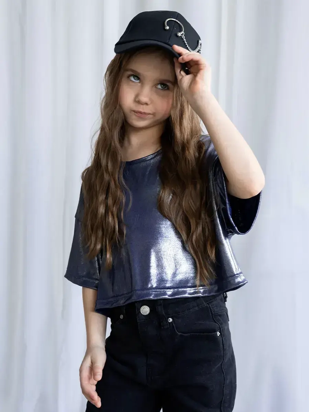 Футболка синяя праздничная для девочки