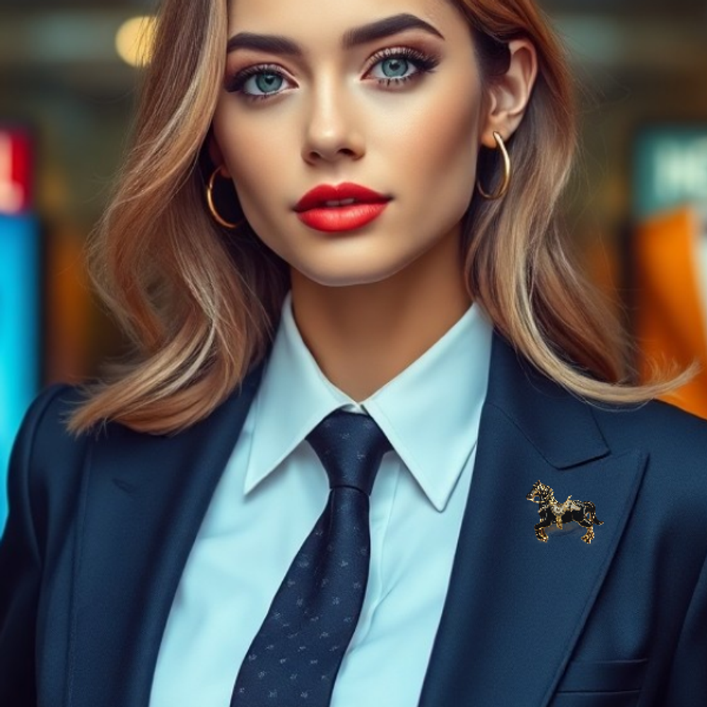 Брошка "Чёрная вороная лошадь". Символ года. Женская бижутерия, металл, чёрный цвет.