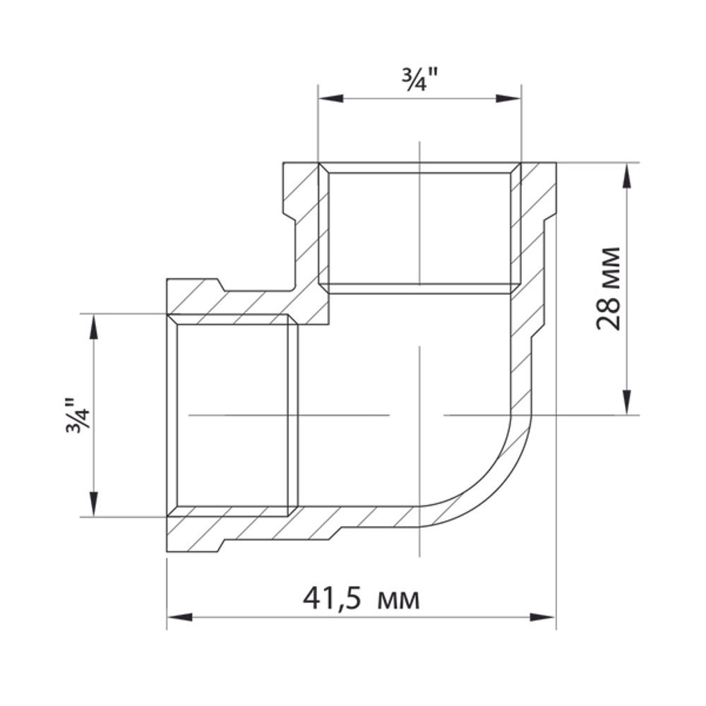 Уголок 3/4'' вн/вн VRT® никель