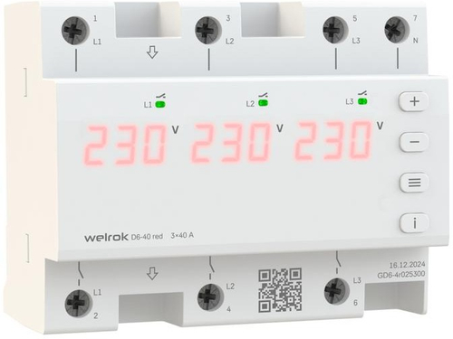Welrok D6-40 red трехфазное реле напряжения Welrok ИП