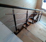 Ограждение для прямой лестницы PROSTO DUE/DOUBLE с крашеными стойками и струнами